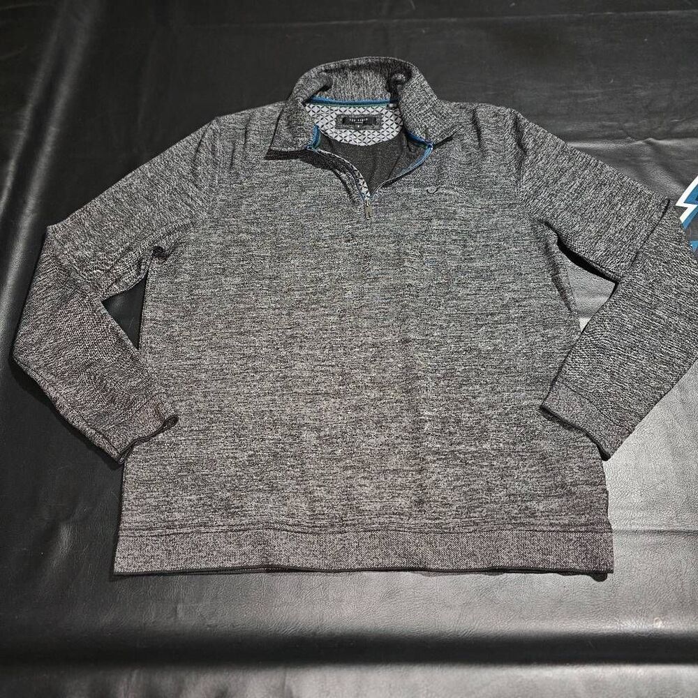 Ted‎ Baker Mens Heathered Black 1/4 Zip Pullover Sweater 6 2XL